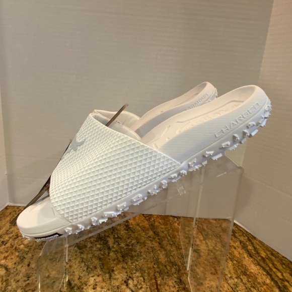 Under Armour Project Rock Slides 2.0 White Slip Ons Sandals Size 13 - Picture 3 of 12